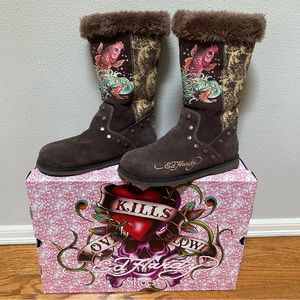Ed Hardy Koi Brown Boots